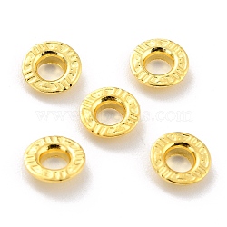 925 Sterling Silver Grommet Eyelet Findings, for Bag Making, Flat Round with Stripe Pattern, Golden, 0.6x0.2cm, Hole: 3mm(STER-Z001-004G)
