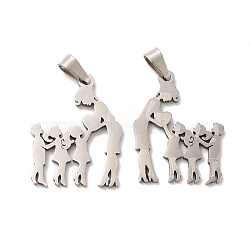 Mother's Day/Teachers' Day 201 Stainless Steel Pendants, Mother with Son & Daughter/Teacher with Students Charms, Stainless Steel Color, 26.5x21x1.4mm, Hole: 6.5x3.3mm(STAS-K251-024P)