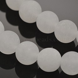 Natural White Jade Round Beads Strands, Frosted, 6mm, Hole: 1mm, about 63pcs/strand, 15.3 inches(G-G735-08F-6mm)