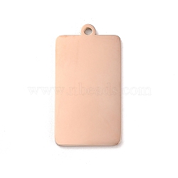 Ion Plating(IP) 304 Stainless Steel Stamping Blank Tag Pendants, Laser Cut, Rectangle Charm, Rose Gold, 31x16x1.5mm, Hole: 1.6mm(STAS-K270-42RG)