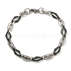 Two Tone 304 Stainless Steel Oval & Rhombus Link Chain Bracelet, Stainless Steel Color, 8-1/2 inch(21.7cm), Wide: 8mm(BJEW-B078-46BP)