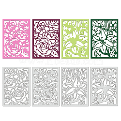 GLOBLELAND 2Sets 2 Style Carbon Steel Cutting Dies Stencils, for DIY Scrapbooking/Photo Album, Decorative Embossing DIY Paper Card, Flower Pattern, 10.7x7.5x0.08cm, 4pcs/set, 1set/style(DIY-DM0002-60)