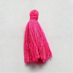 Handmade Polycotton(Polyester Cotton) Tassel Decorations, Pendant Decorations, Deep Pink, 29~35mm(OCOR-Q024-52)
