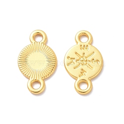 Rack Plating Alloy Connector Charms, Flat Round Links with Compass Pattern, Cadmium Free & Lead Free & Nickle Free, Matte Gold Color, 16.5x9.5x1mm, Hole: 1.8mm(FIND-I036-48MG)