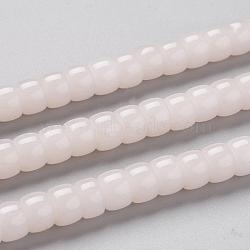 K9 Glass Beads Strands, Imitation Jade Glass Beads, Column, Pink, 8~8.5x5.5~6mm, Hole: 1.4mm, about 67pcs/Strand, 15.83 inch(40.2cm)(GLAA-K039-C05)