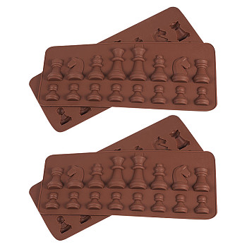Silicone Chess Shaped Mold, Coconut Brown, 20.8x8.8x0.9cm, Inner: 2.2~4.7cm
