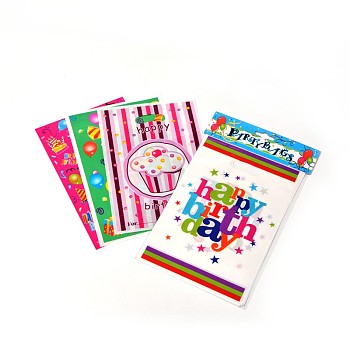 Mixed Printed Rectangle PE Material Plastic Bags for Birthday Party, Mixed Color, 25x16.5cm, about 10pcs/bag