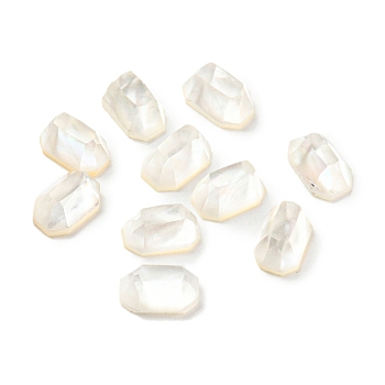 White Shell Cabochons, Octagon, White, 7.5x5x3.5mm