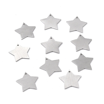 304 Stainless Steel Pendants, Double Side Drawbench, Stamping Blank Tag, Star, Stainless Steel Color, 16x17x1mm, Hole: 1.2mm