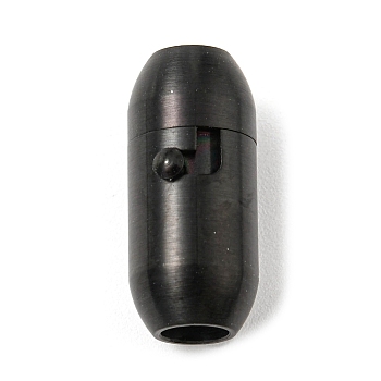 304 Stainless Steel Locking Tube Magnetic Clasps, Matte Style, Oval, Electrophoresis Black, 18x8mm, Hole: 4mm