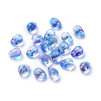 Transparent Glass Charms, Dyed & Heated, Faceted, Teardrop, Dodger Blue, 6x5.5x6.5mm, Hole: 0.8mm
