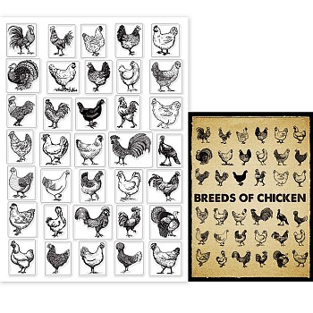 Custom PVC Plastic Stamps, for DIY Scrapbooking, Photo Album Decorative, Cards Making, Stamp Sheets, Film Frame, Stamp, Rooster Pattern, 29.7x21cm