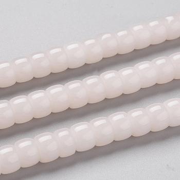 K9 Glass Beads Strands, Imitation Jade Glass Beads, Column, Pink, 8~8.5x5.5~6mm, Hole: 1.4mm, about 67pcs/Strand, 15.83 inch(40.2cm)