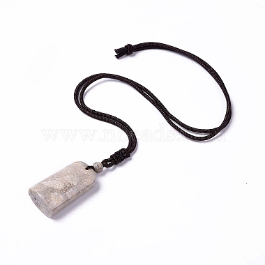Natural Fossil Coral Arch Pendant Necklace with Nylon Cord for Women(NJEW-C002-03)-2