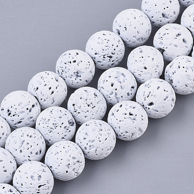 Brins de perles de pierre de lave naturelle peintes à la bombe(G-N0324-A-M)-2