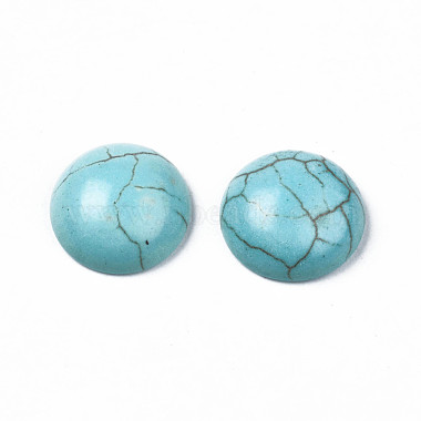 Accessoires d'artisanat teints turquoise synthétique pierres précieuses cabochons de dôme dos plat (X-TURQ-S266-16mm-01)-2