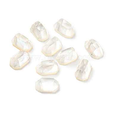White Octagon White Shell Cabochons