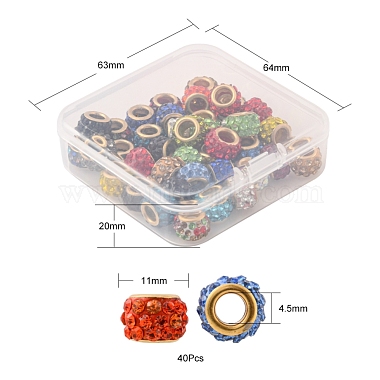 40Pcs Polymer Clay Rhinestone European Beads(RB-YW0001-02)-6