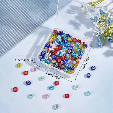 180Pcs 6 Colors Handmade Millefiori Glass Flat Round Bead Strands(FIND-SC0003-60)-7
