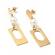 Rectangle with Acrylic Pearl Long Dangle Stud Earrings with 316 Stainless Steel Pins(EJEW-F285-17G)-1
