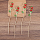 Alloy Enamel Strawberry Hair Sticks(OHAR-PW0006-23D)-2