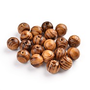 Round Natural Wood Beads, Dyed, Lead Free, Burlywood, 10x9mm, Hole: 2~3.5mm(X-WOOD-Q009-10mm-LF)