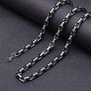 Titanium Steel Byzantine Chains Necklaces for Men, Black, 27.56 inch(70cm)(FS-WG56795-90)