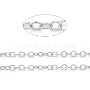 304 Stainless Steel Rolo Chains, Belcher Chains, Unwelded, with Spool, Stainless Steel Color,2.6x0.4mm, about 32.8 Feet(10m)/roll(CHS-F011-08B-P)