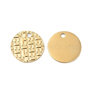 Ion Plating(IP) 304 Stainless Steel Charms, Flat Round Charm, Real 14K Gold Plated, 10.5x0.5mm, Hole: 1.2mm(STAS-Q215-13G)