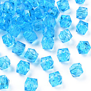 Transparent Acrylic Beads, Faceted, Square, Deep Sky Blue, 8.5x9.5x9.5mm, Hole: 2.5mm, about 1070pcs/500g(MACR-S373-51B-B01)