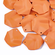 Spray Painted Iron Pendants, Hexagon, Dark Orange, 25x20x3mm, Hole: 1mm(IFIN-S704-11B)
