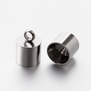 201 Stainless Steel Cord Ends, End Caps, Stainless Steel Color, 12.5x9mm, Hole: 3mm, 8mm inner diameter(STAS-E077-03)