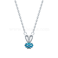 Cubic Zirconia Rabbit Pendant Necklaces, Rhodium Plated 925 Sterling Silver Necklace, Platinum, 12.20 inch(31cm)(SA3308-1)