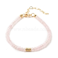 Natural Malaysia Jade(Dyed) Beaded Bracelets for Women or Men, with Golden Tone Brass Findings, Lavender Blush, 7-1/4 inch(18.5cm), 4mm(BJEW-JB07791-01)