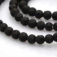 Natural Lava Rock Round Beads Strands, 3.5~4.5mm, Hole: 1mm, about 102pcs/strand, 15.7 inch(G-N0120-18-4mm)
