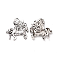 Tibetan Style Alloy Pendants, Pegasus Charm, Antique Silver, 43x46x3.5mm, Hole: 3.5mm(FIND-H041-15AS)