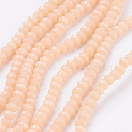 Electroplate Glass Beads Strands, Imitation Jade, Faceted, Rondelle, Antique White, 3x2mm, Hole: 0.5mm, about 165~170pcs/strand, 16.7 inch(X-EGLA-R048-2mm-57)