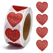 Heart Shaped Stickers Roll, Valentine's Day Sticker Adhesive Label, for Decoration Wedding Party Accessories, Red, 25x25mm, 500pcs/roll(X-DIY-K027-A05)