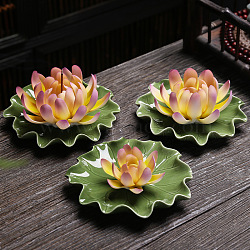 Porcelain Incense Burners, Lotus Incense Holders, Home Office Teahouse Zen Buddhist Supplies, Flamingo, 75x30mm(PW-WG67850-15)