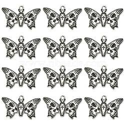 20Pcs Halloween Alloy Enamel Pendants, Butterfly with Skull, Black, 19x30x1mm, Hole: 2mm(ENAM-CJ0004-03)