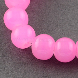 Imitation Jade Glass Beads Strands, Spray Painted, Round, Pearl Pink, 4mm, Hole: 1.1~1.3mm, about 200pcs/strand, 31.4 inch(X-DGLA-S076-4mm-08)