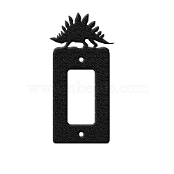 Iron Light Switch Decorations, with Screws, Rectangle with Dinosaur, Black, 16x7.9cm(AJEW-WH0197-001)