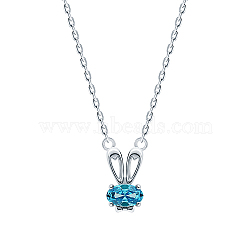 Cubic Zirconia Rabbit Pendant Necklaces, Rhodium Plated 925 Sterling Silver Necklace, Platinum, 12.20 inch(31cm)(SA3308-1)