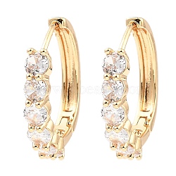Brass Micro Pave Cubic Zirconia Hoop Earrings, Round, Light Gold, 22.5x4x23mm(EJEW-D078-16KCG)