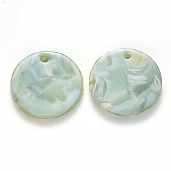 Cellulose Acetate(Resin) Pendants, Flat Round, Dark Sea Green, 17x3mm, Hole: 1.2mm(KY-S161-018A-04)