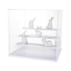 Transparent Plastic Minifigures Display Case, 4-Tier Holder Risers for Models, Building Blocks, Doll Display, Rectangle, Clear, Finished Product: 31.5x26.5x30cm(ODIS-WH0025-142C)