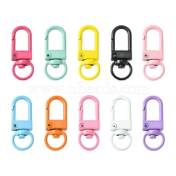10Pcs 10 Colors Spray Painted Eco-Friendly Alloy Swivel Snap Hooks Clasps, Cadmium Free & Nickel Free & Lead Free, Mixed Color, 33.5x12.5x5mm, Hole: 5x9mm, 1pc/color(FIND-YW0003-04)