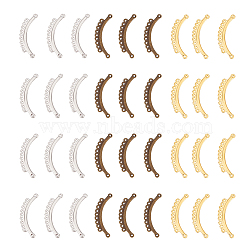 120Pcs 3 Colors Alloy Chandelier Component Links, Curve, Mixed Color, 36x13x1.5mm, Hole: 1.5mm, 40pcs/color(FIND-AR0003-55)