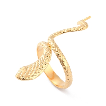 Ion Plating(IP) 304 Stainless Steel Snake Wrap Cuff Ring, Wide Open Ring for Women, Golden, Inner Diameter: 17.3mm