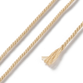 Polyester Twisted Cord, Round, for DIY Jewelry Making, Pale Goldenrod, 1.2mm, about 38.28 Yards(35m)/Roll
